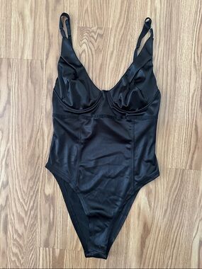 Amazon Black Satin Bodysuit